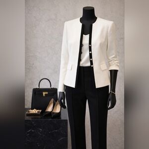 Tahari S Levine White Blazer In Golden Buttons